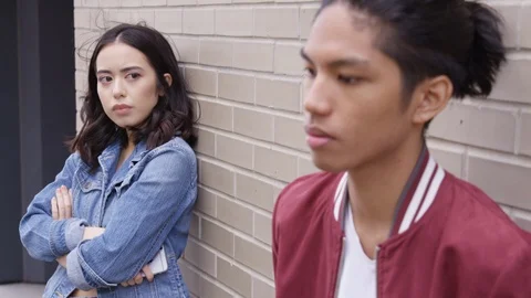 Young couple with relationship problems, girlfriend in focus. - Slow Motion - Stock Footage 125216684