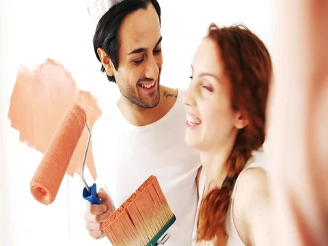 Young couple renovating Video stock 74340435