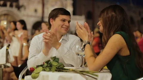 Young Couple In A Restaurant. Stock-Footage 108055496