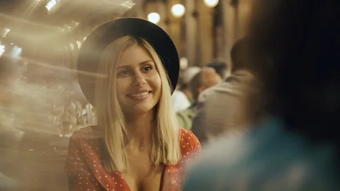Young Couple In A Restaurant. Knock On Glasses Of Red Wine. Stock-Footage 106090553