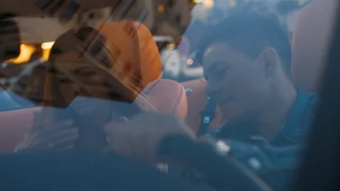 Young Couple Riding In A Car. Stock-Footage 113350737