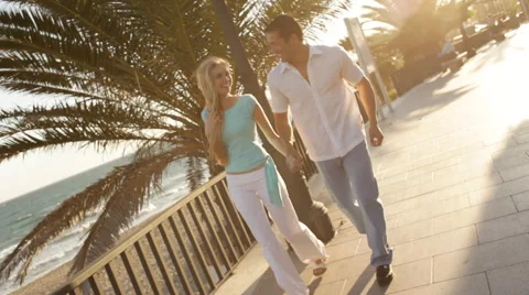 Young couple running towards camera Video stock 43615743