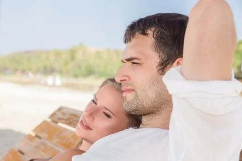 Young couple at sea Stock Photos