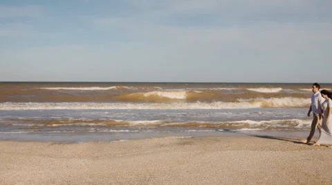 Young couple on the seaside Stock Footage 51305947