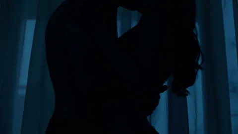 Young couple shadow hugging and kissing dark room, love and passion, closeness Stock Footage 89097861