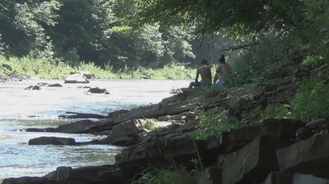 Young couple on the shore Video stock 44696583