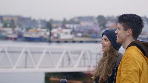 Young couple on a sightseeing trip through Ireland Stock Footage 95303145