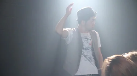 A Young Couple Sincerely Practice the dance in the dark light Stock Footage 22797738