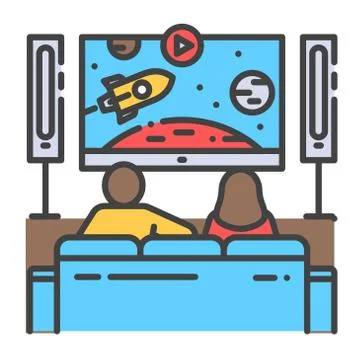 living room with tv clipart icon