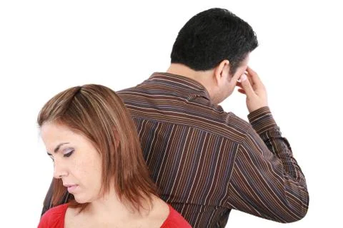 Young couple standing back to back having relationship difficulties. focus on Stock Photos