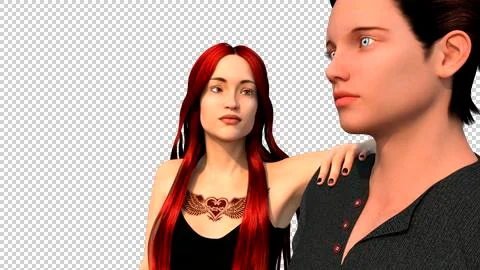 Young couple standing in front of each other Stock Illustration
