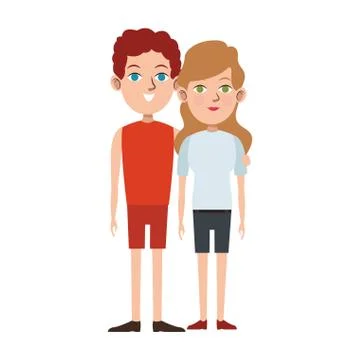 Young couple standing icon, flat design Stock Illustration