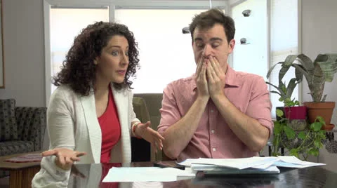 Young couple stressed out over bills Video stock 24756130