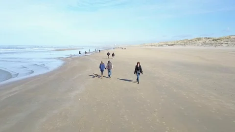 Young couple strolling on the beach Stock Footage 122394770
