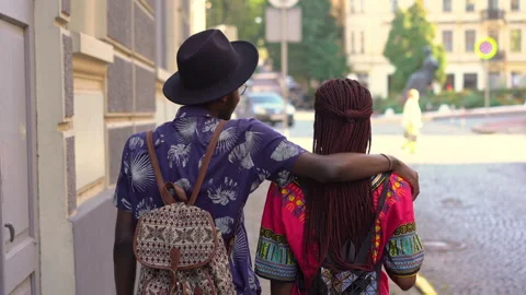 Young couple strolling through a new city before the start of the school year 動画素材 147698882
