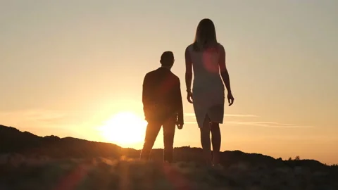 Young couple at sunset Stock Footage 91597259