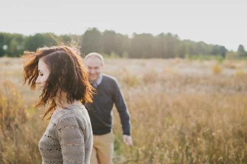 Young couple at sunset Stock Photos