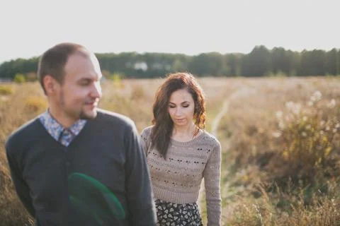 Young couple at sunset Stock Photos