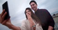 Young Couple Taking An Engagement Ring Selfie After Marriage Proposal Stock Footage