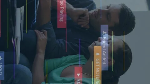 A young couple is talking and paying their bills using a laptop Stock Footage 313017783