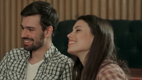 Young couple talking in coffee shop Video stock 76721082