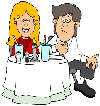 Young couple on their first date Stock Illustration