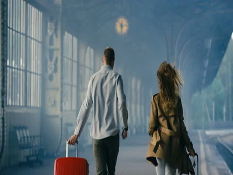 Young Couple At Train Station Stock Footage 78769538