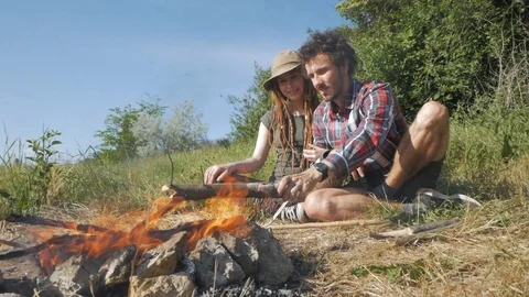 Young couple of travelers Stock Footage 91601853