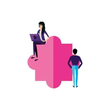 Young couple using laptop computer 스톡 일러스트