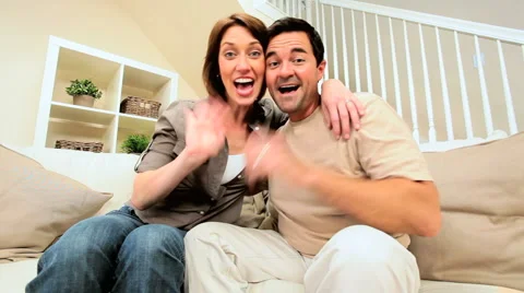 Young Couple Using Online Internet Webchat Stock Footage 3333600