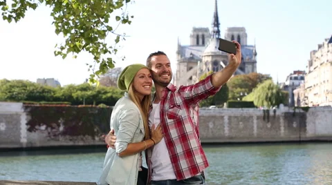 Young couple visiting Paris Stock Footage 56149309