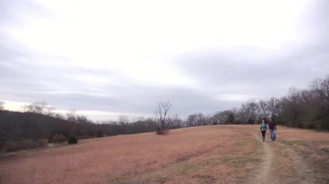 Young Couple Walking on Path Stock Footage 12675740