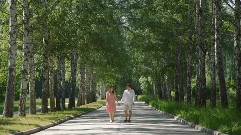 Young Couple Walking on Pathway Stock Footage 112862213