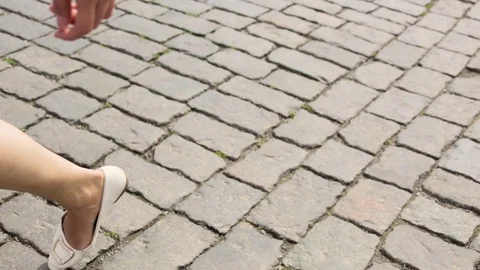 Young couple walking on Pavement, close up Video stock 75544261