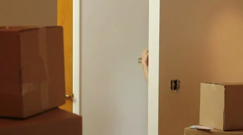 Young couple walking into their first home Stock Footage 7728280