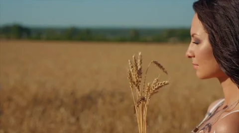 Young Couple in Wheat Field Stock Footage 65727540