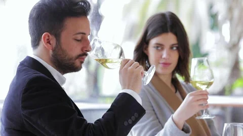 Young couple at wine tasting Stock Footage 63371226