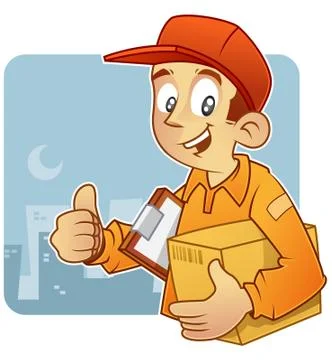Young Courier thumb up Stock Illustration