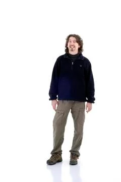 Young crazy man having fun in white background Stock Photos