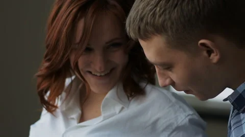 A young creative husband wrote the blue paint on the belly of the word boy Stock Footage 61740778