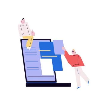 Young creative smiling people web designers working in team Stock Illustration