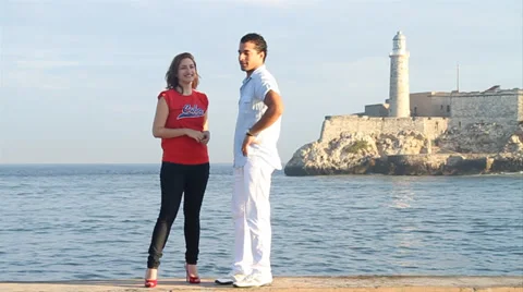 Young Cuban couple dancing salsa Stock Footage 37372299