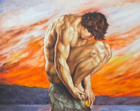 Young curled up Stock Illustration