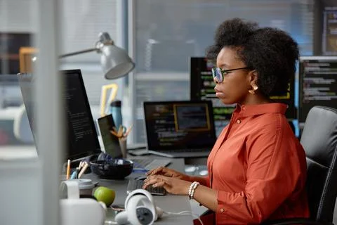 Young Curly Software Engineer Developing VR Interaction Systems Stock Photos