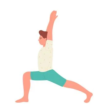 Young cute boy standing in stretching pose Stock Illustration