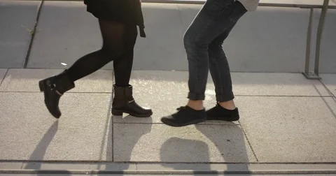 Young cute couple dancing playfully in the city Video stock 79416354