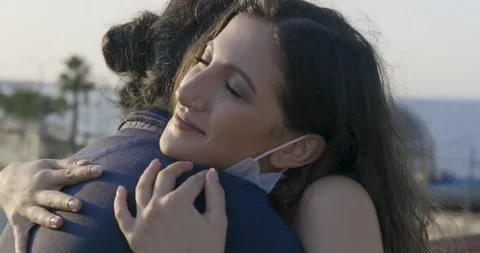 Young cute lovers are hugging on beautiful sunshine. Romantic happy girl and  Stock Footage 139299319