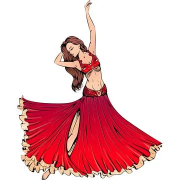 Young dancer dancing belly dance Stock Illustration