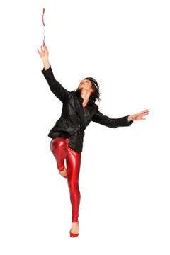 Young dancer with leather jacket Stock Photos
