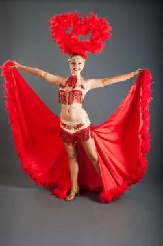 Young dancer in red  costume 写真素材